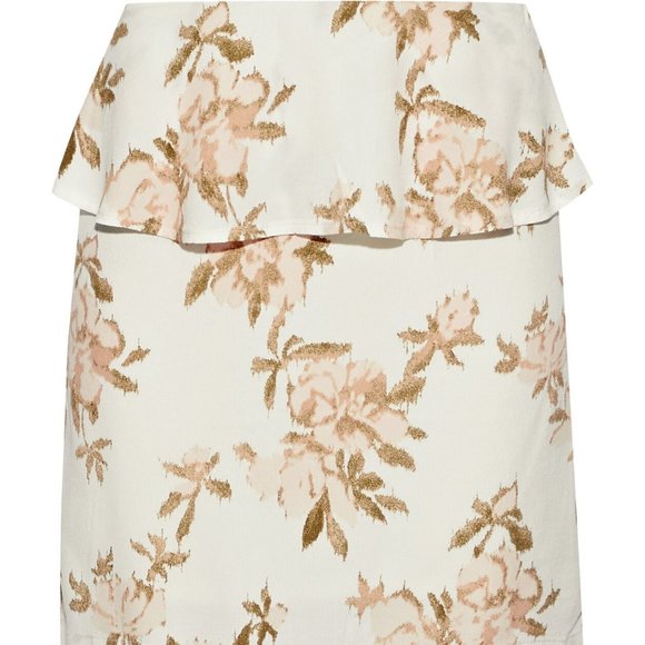 NWT GANNI St. Pierre Floral-print Crepe De Chine Peplum Mini Skirt - Picture 4 of 11